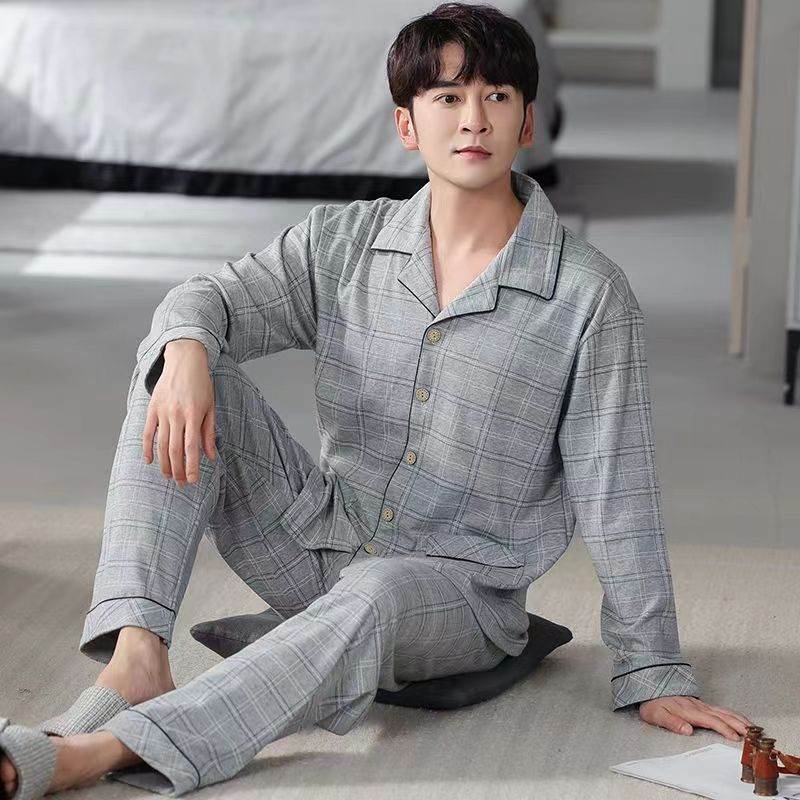 Spring And Autumn Loose Men's Pajamas Suit  EX-STOCK CANADA