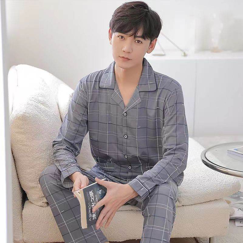 Spring And Autumn Loose Men's Pajamas Suit  EX-STOCK CANADA