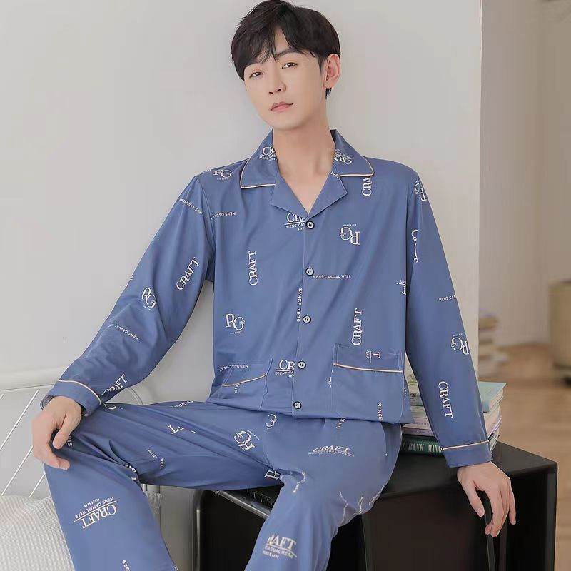 Spring And Autumn Loose Men's Pajamas Suit  EX-STOCK CANADA