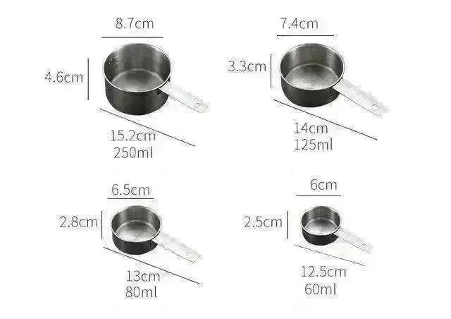 Stainless Steel Measuring Cup & Spoon Set, Stackable Spoons - EX-STOCK CANADA