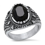 SteelTime Men's Stainless Steel Gothic Simulated Black Diamond Ring EX-STOCK Canada 
