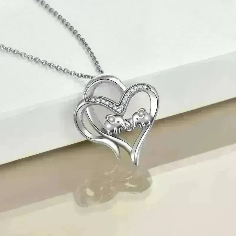 Sterling 925 Silver Elephant Heart-shaped Pendant - EX-STOCK CANADA