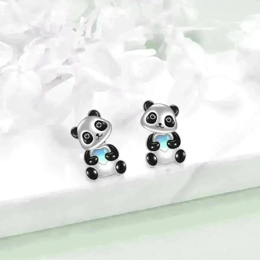 Sterling 925 Silver Panda Stud Ear Jacket Front Back Earrings - EX-STOCK CANADA
