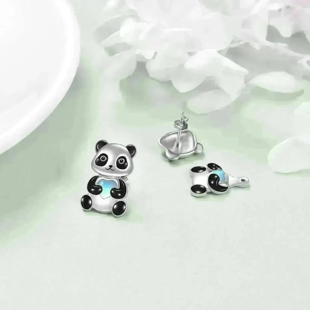 Sterling 925 Silver Panda Stud Ear Jacket Front Back Earrings - EX-STOCK CANADA