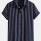 Striped Digital Printing Men's Short-sleeved Shirt - EX-STOCK Canada