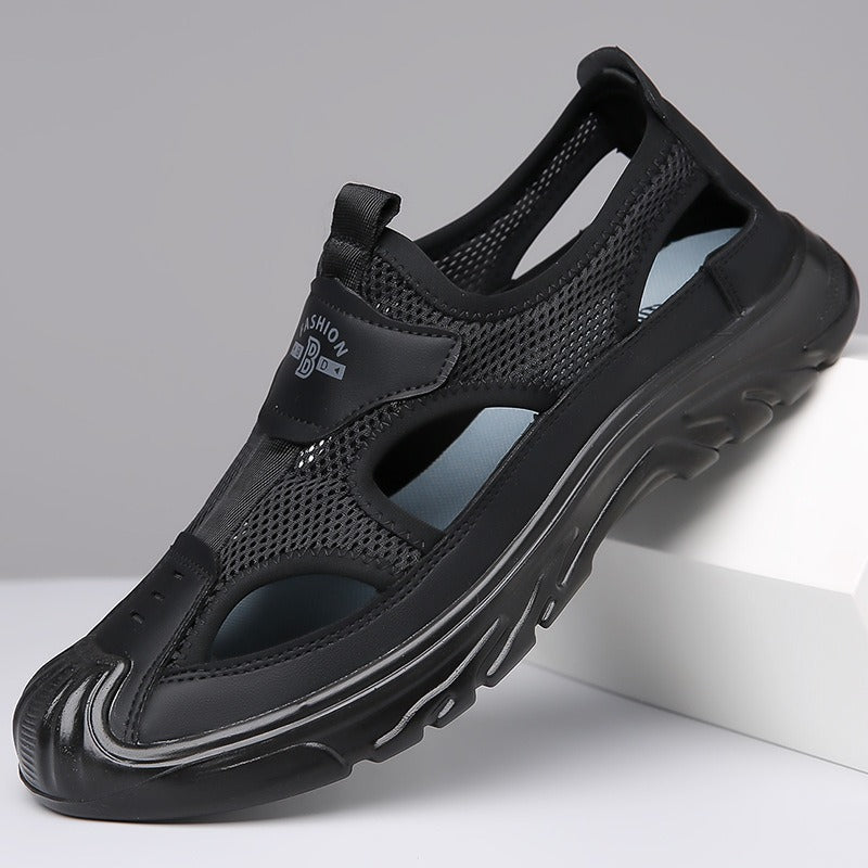 Summer Breathable Men's Sandals Hollow Mesh Surface Casual All-match Hole Outdoor Travel Soft Bottom Slip On Beach Shoes  EX-STOCK CANADA