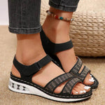 Sandalias de cuña con rhinestones de verano, sandalias casuales deportivas con suela de cojín de aire para la playa para mujer, sandalias romanas - EX-STOCK Canada