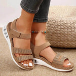 Sandalias de cuña con rhinestones de verano, sandalias casuales deportivas con suela de cojín de aire para la playa para mujer, sandalias romanas - EX-STOCK Canada