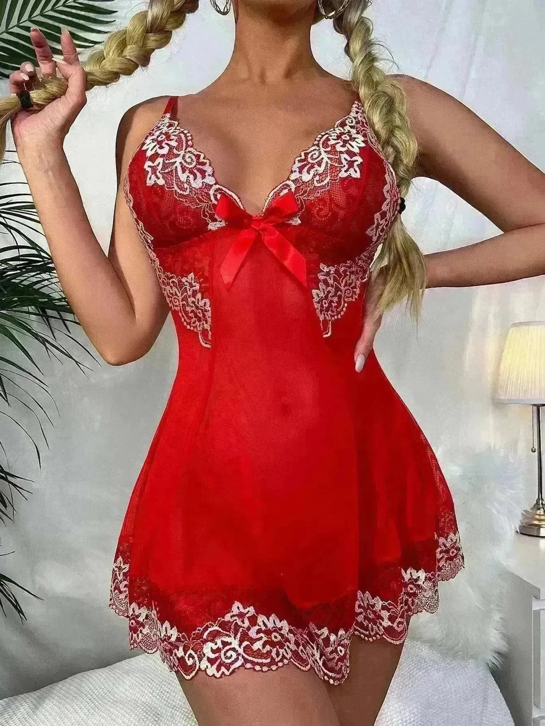 Suspender V-neck Underwear Lace Lingerie - EX-STOCK CANADA