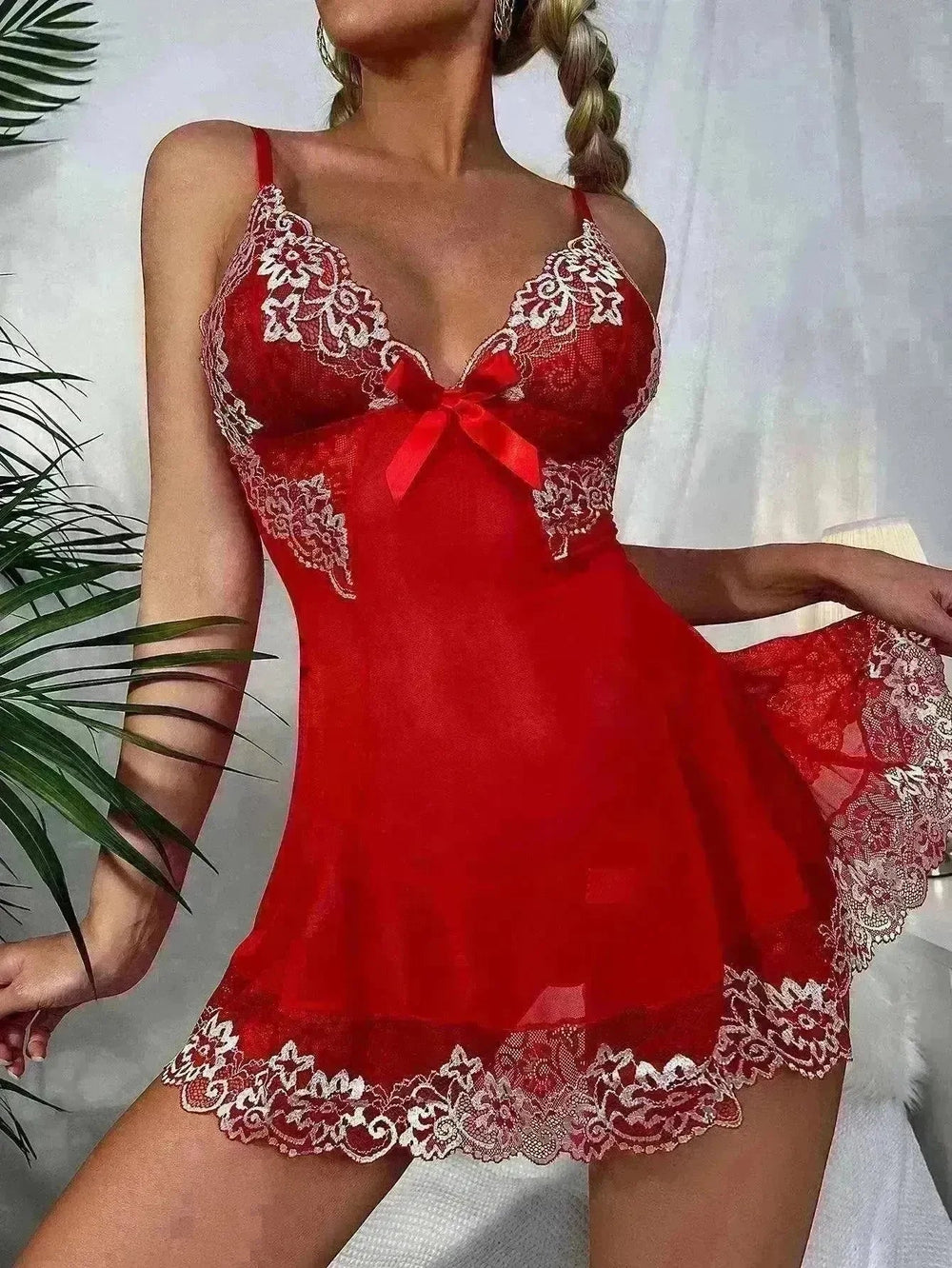 Suspender V-neck Underwear Lace Lingerie - EX-STOCK CANADA