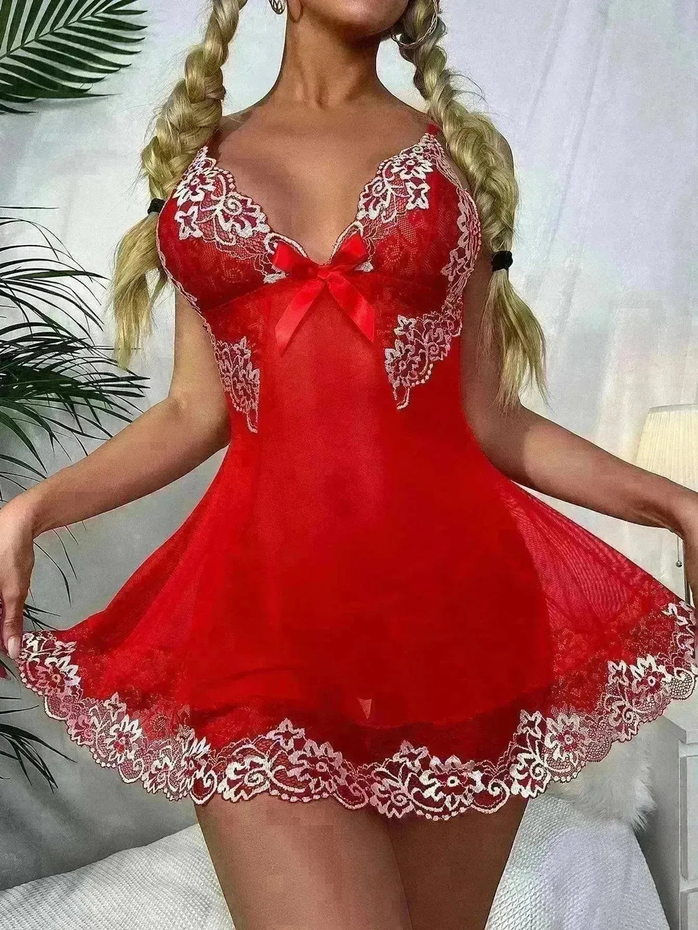 Suspender V-neck Underwear Lace Lingerie - EX-STOCK CANADA