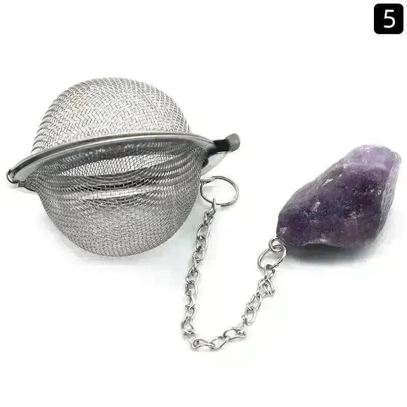Tea Filter Natural Raw Gemstone Filter Ball Stew Ingredients Ball Stainless Steel - EX-STOCK CANADA