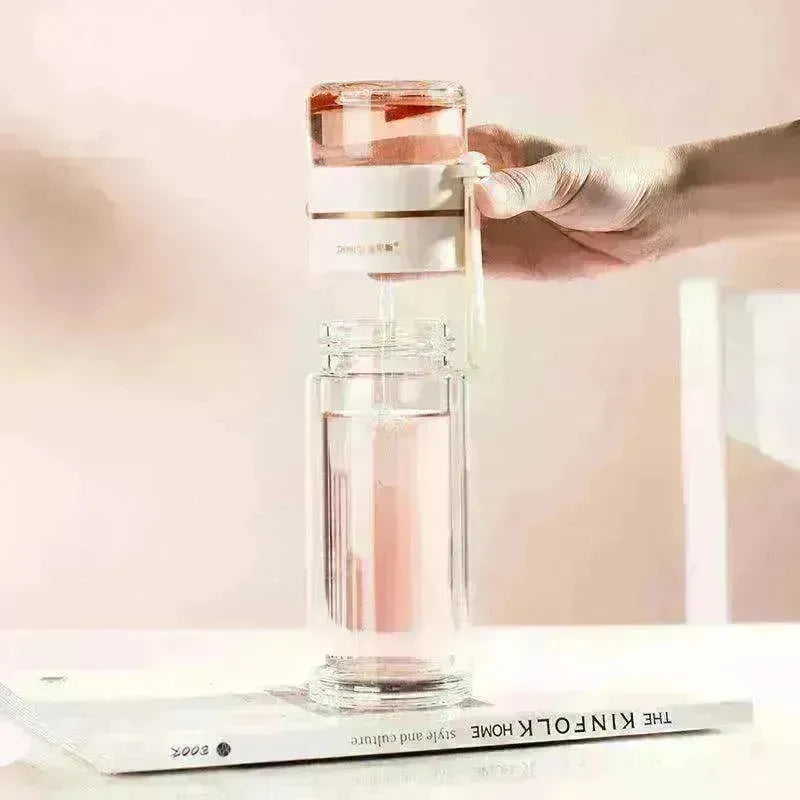 Tea Infuser Filter Separation Double Wall Glass Bottle - EX-STOCK CANADA