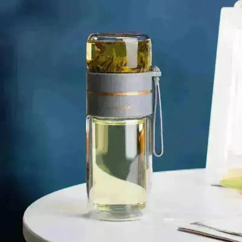 Tea Infuser Filter Separation Double Wall Glass Bottle - EX-STOCK CANADA