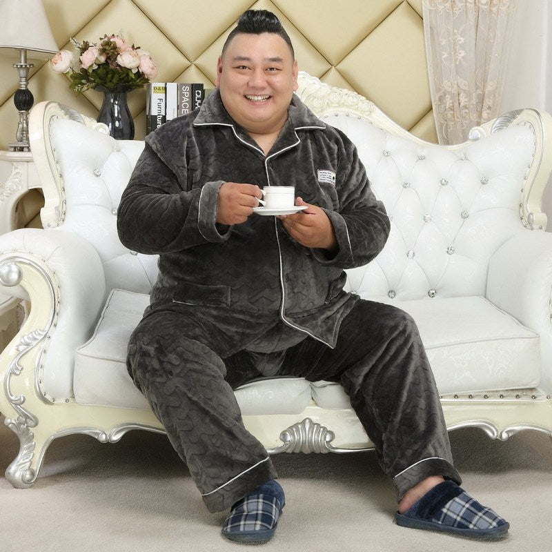 Thickened lapel long sleeve men's pajamas  EX-STOCK CANADA