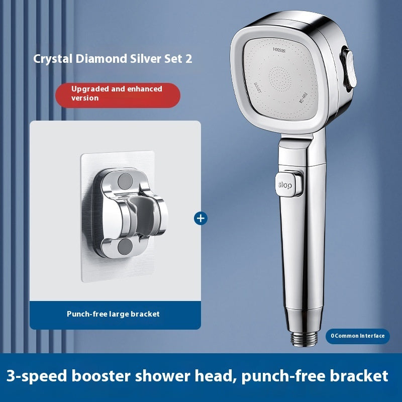 Three-speed Filter Supercharged Square Shower Head Handheld Nozzle EX-STOCK Canada 
