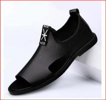 Toed First Layer Cowhide Sandals Men's Bag Heel Side Empty Leather Beach Non-slip Wear-resistant  EX-STOCK CANADA