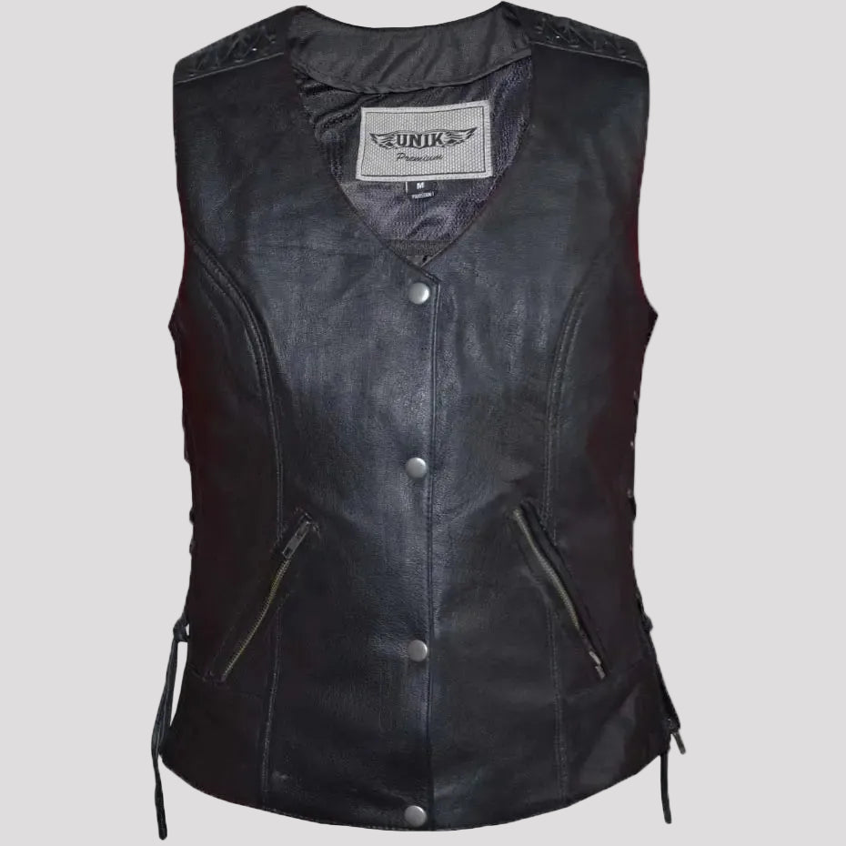Unik International Women's Eyelet Laced 2 Pocket Vest 