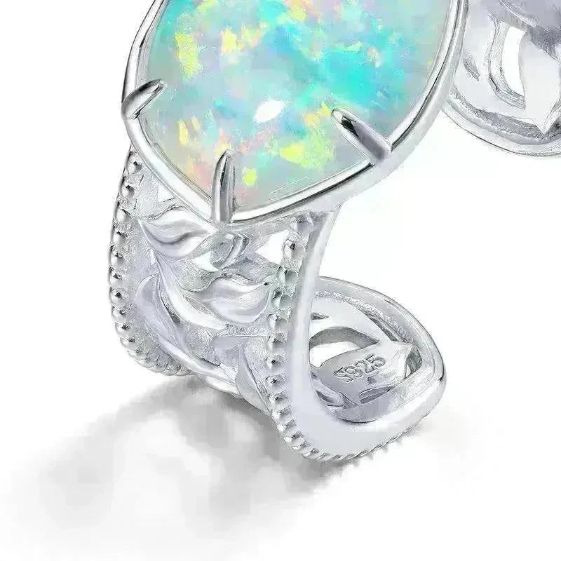 Unique and Simple Geometric Opal S925 Sterling Silver Ring - EX-STOCK CANADA