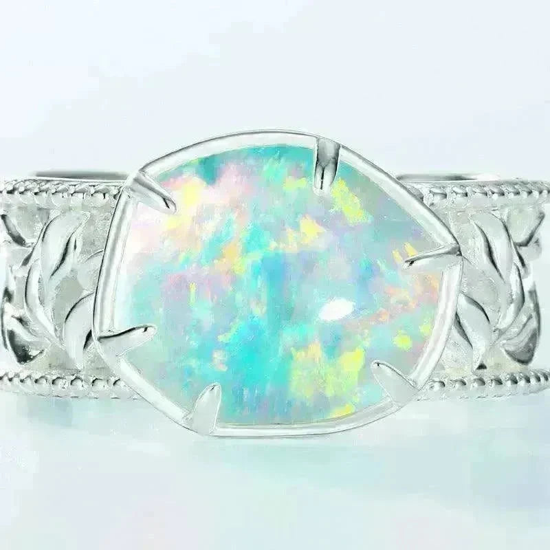 Unique and Simple Geometric Opal S925 Sterling Silver Ring - EX-STOCK CANADA