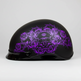 VOSS 707FRP Black Skull and Rose Half Helmet with Peak 