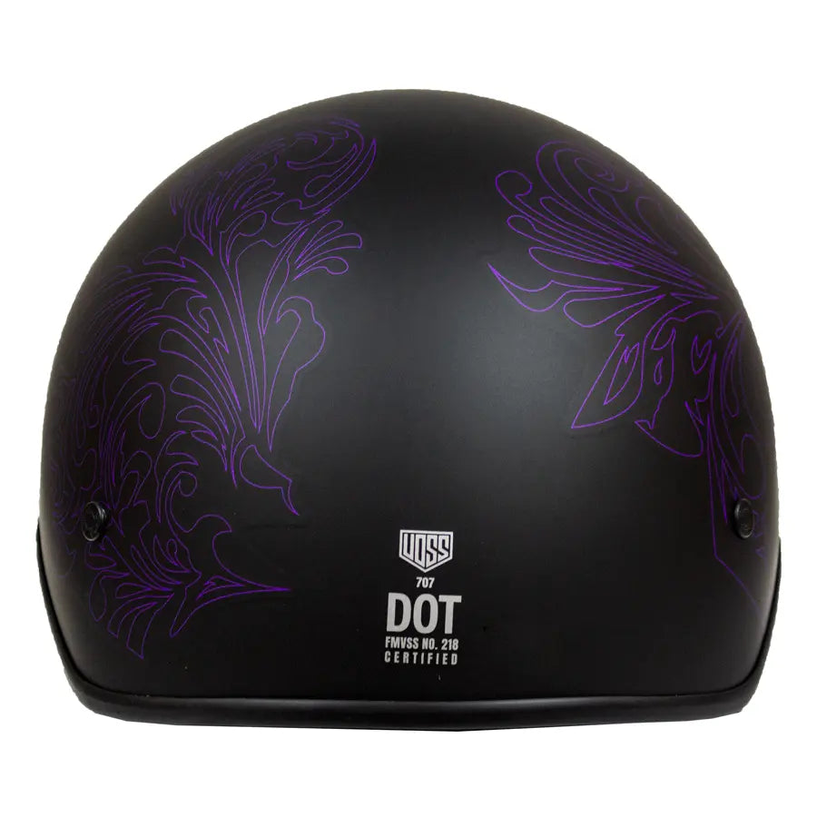 VOSS 707FRP Purple Paisley Half Helmet with Peak EX-STOCK Canada 