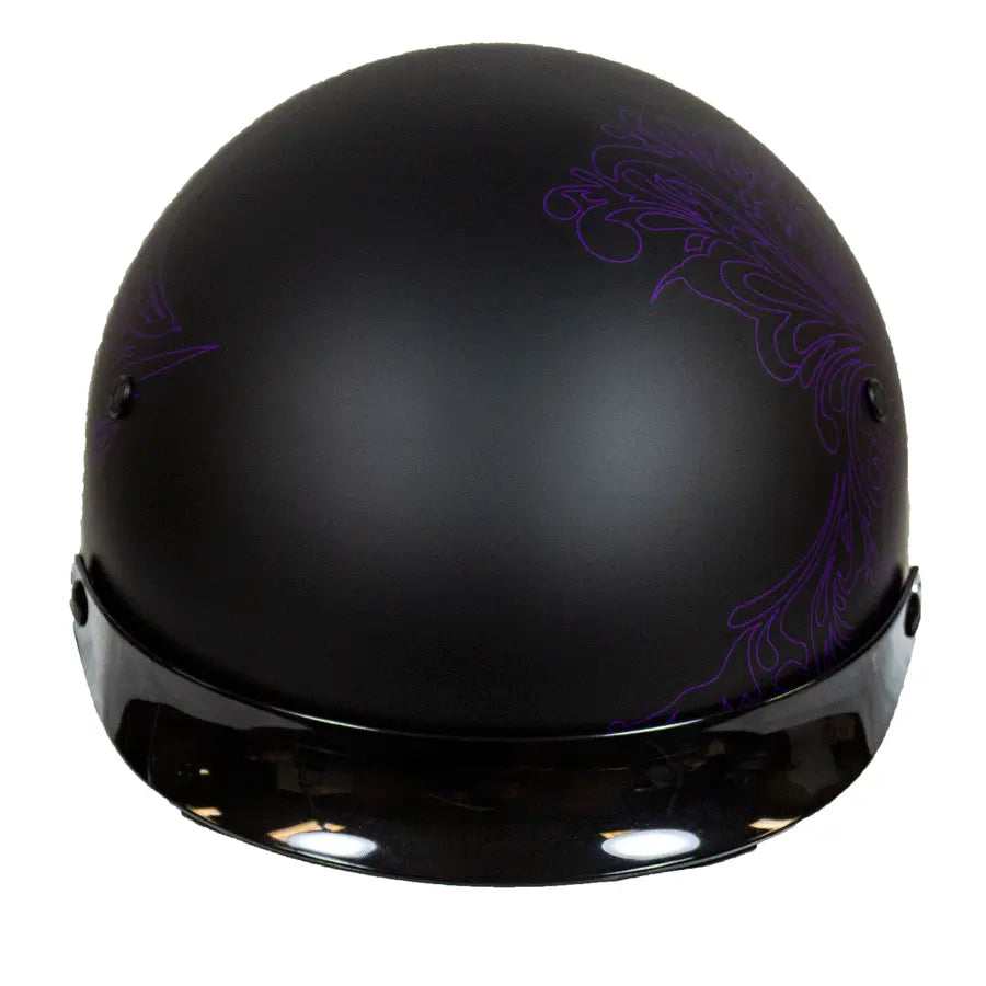 VOSS 707FRP Purple Paisley Half Helmet with Peak EX-STOCK Canada 
