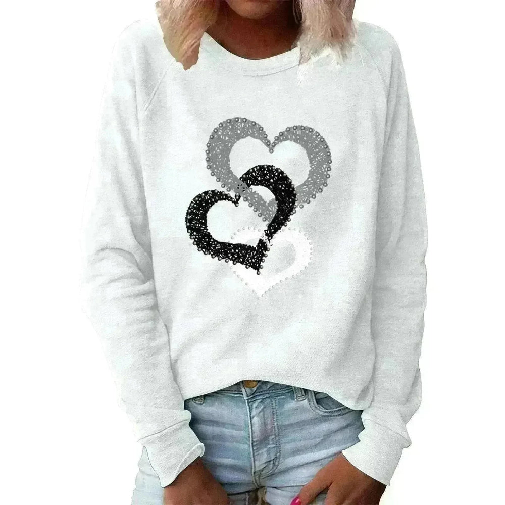 Valentine's Day Love Print Round Neck Long Sleeve Sweater - EX-STOCK CANADA