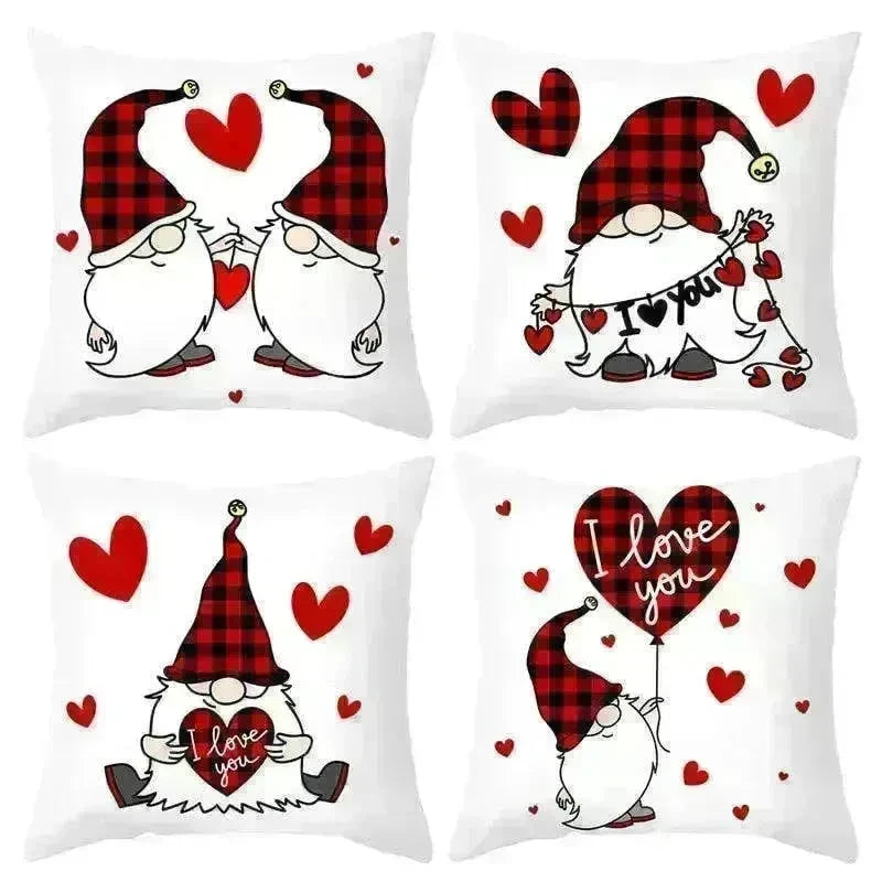 Valentine's Day Red Cartoon Letter Series Peach Skin Sofa Pillowcase - EX-STOCK CANADA