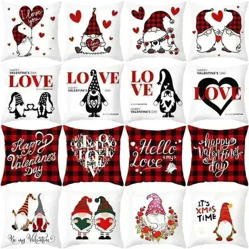 Valentine's Day Red Cartoon Letter Series Peach Skin Sofa Pillowcase - EX-STOCK CANADA