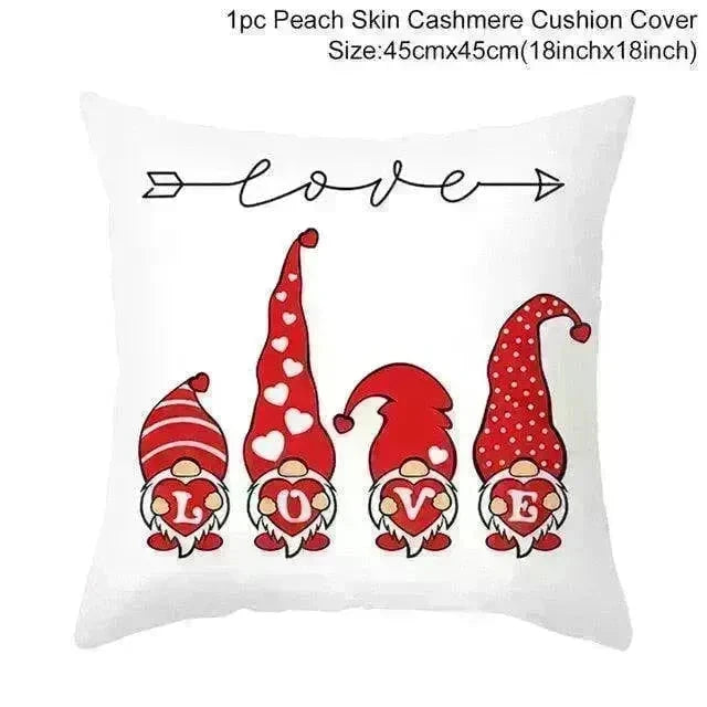 Valentine's Day Red Cartoon Letter Series Peach Skin Sofa Pillowcase - EX-STOCK CANADA
