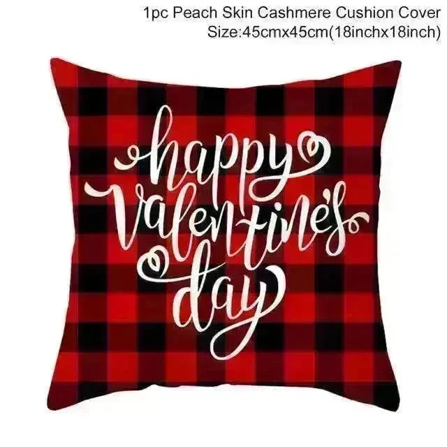 Valentine's Day Red Cartoon Letter Series Peach Skin Sofa Pillowcase - EX-STOCK CANADA