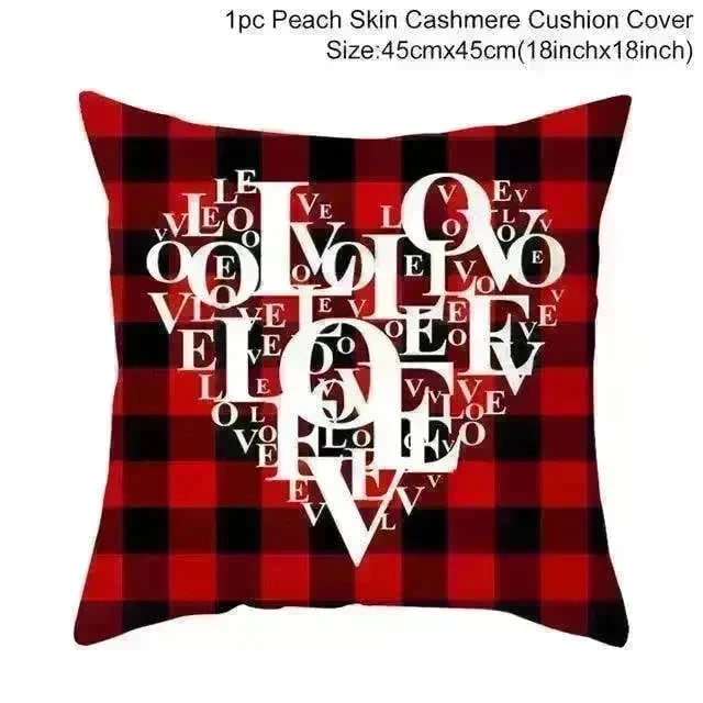 Valentine's Day Red Cartoon Letter Series Peach Skin Sofa Pillowcase - EX-STOCK CANADA