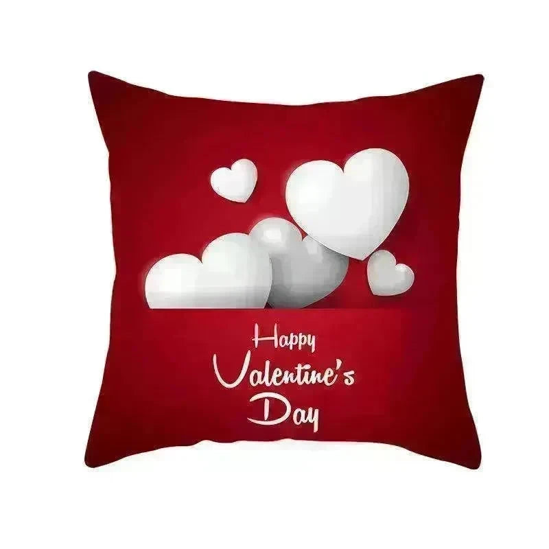 Valentine's Day Red Heart Linen Pillowcase - EX-STOCK CANADA