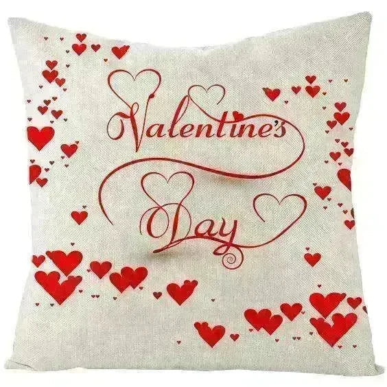 Valentine's Day Red Heart Linen Pillowcase - EX-STOCK CANADA