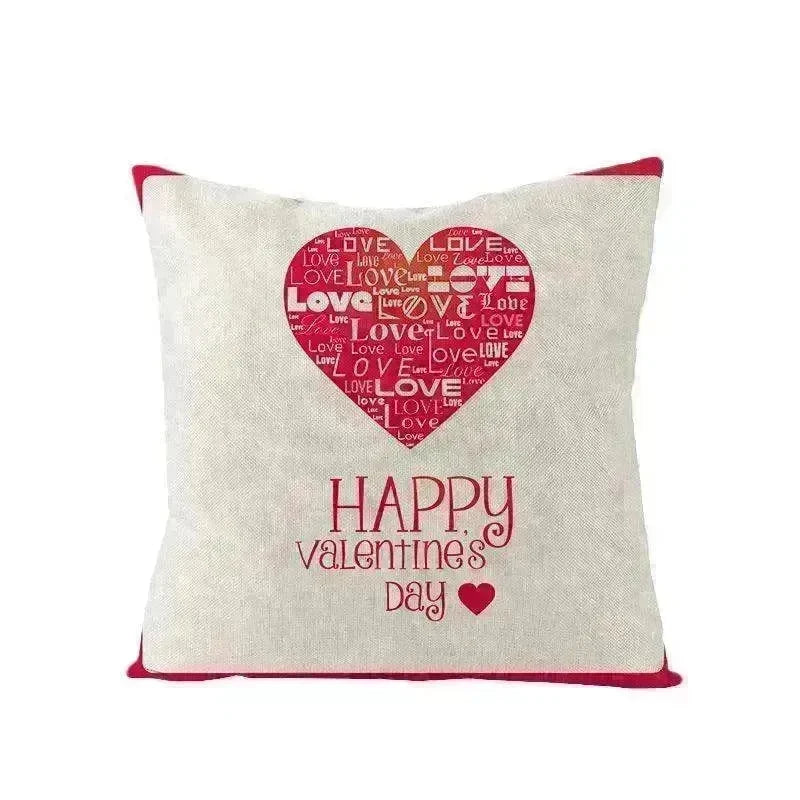 Valentine's Day Red Heart Linen Pillowcase - EX-STOCK CANADA
