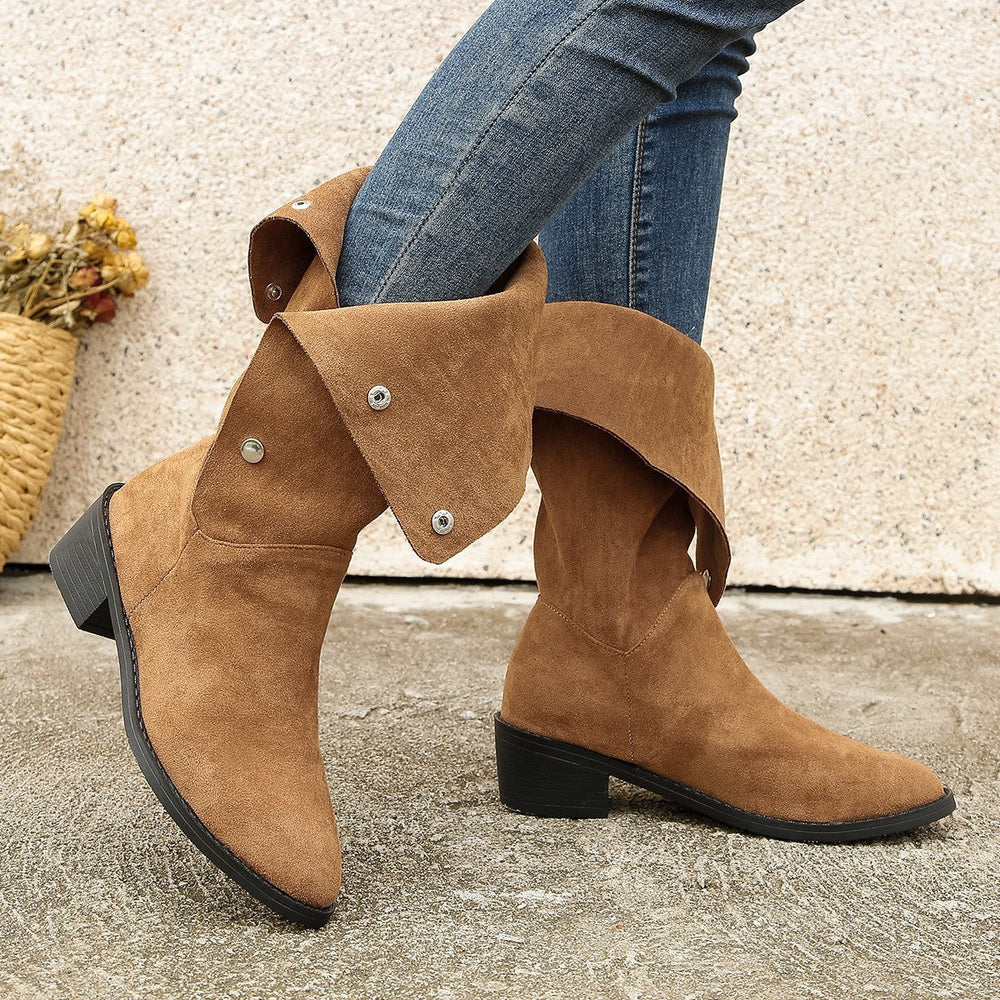 Versatile Riding European And American Trendy Unique Mid-calf Boots EX-STOCK Canada 