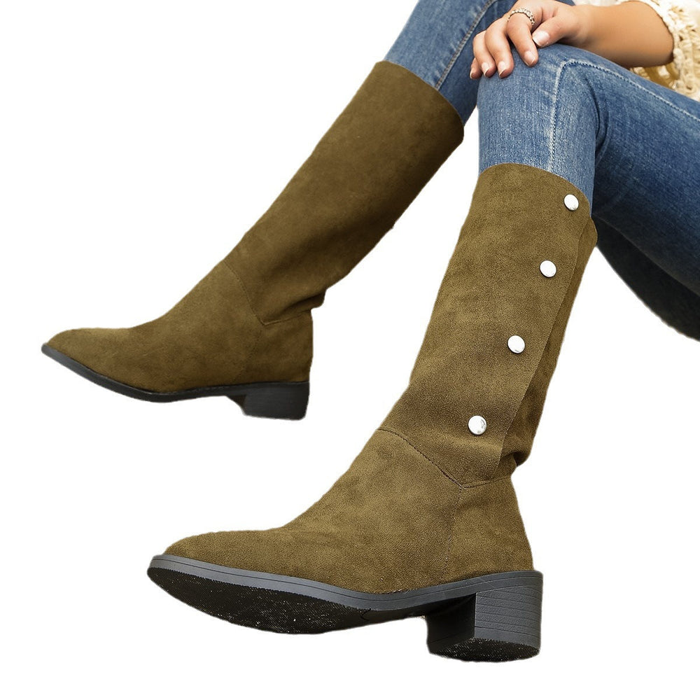 Versatile Riding European And American Trendy Unique Mid-calf Boots EX-STOCK Canada 