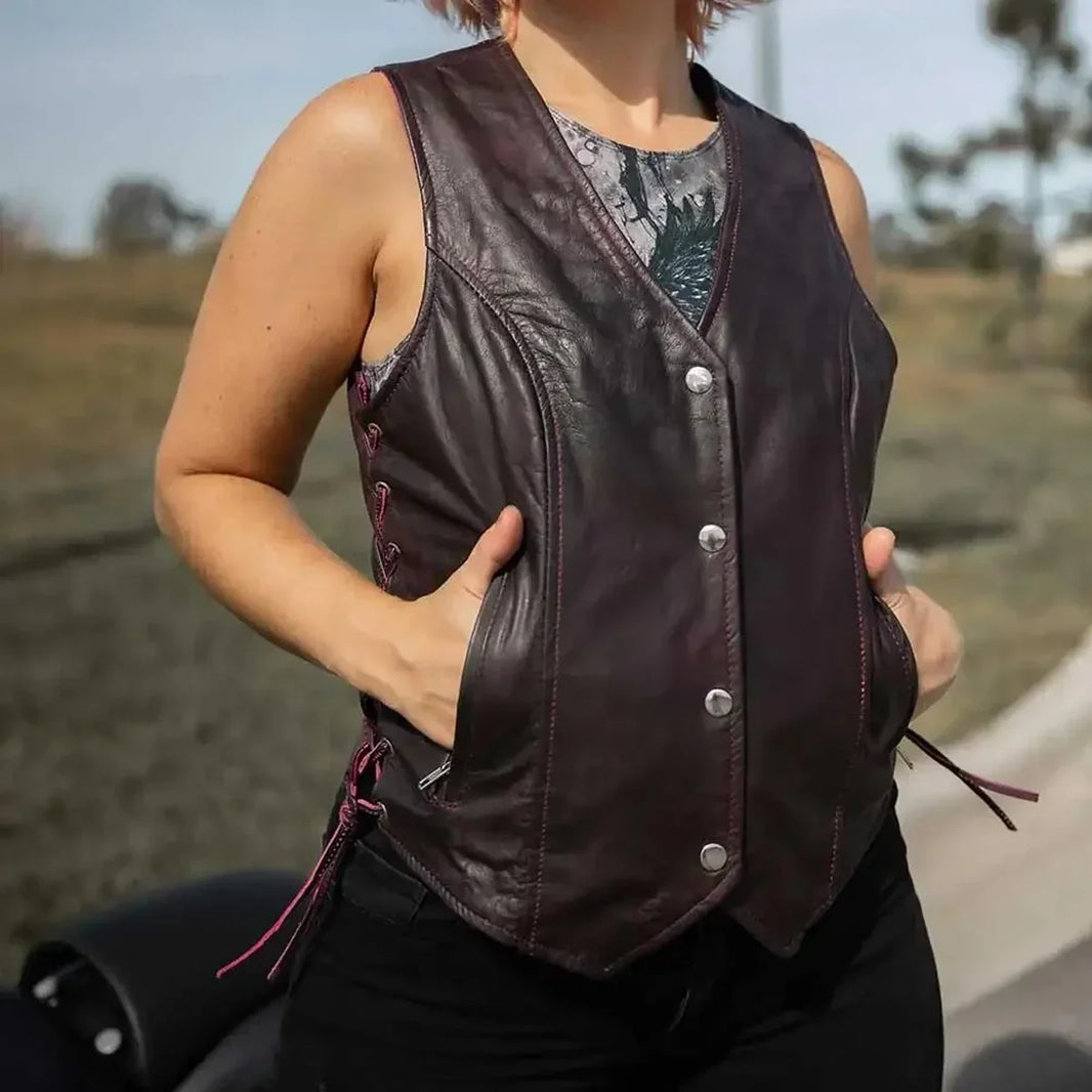 Open Road Women's Lace Side Leather Vest 