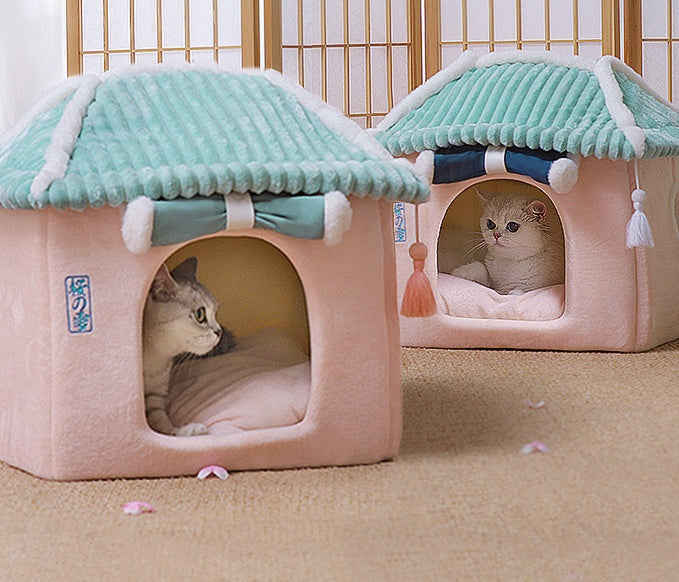 Cat House Removable And Washable Cat Bed Pet Supplies Enclosed Cat House Villa EX-STOCK Canada 