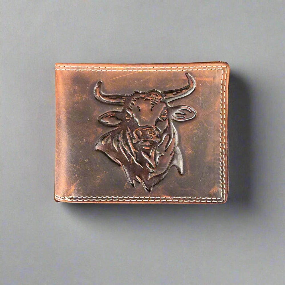 Men’s Steer Embossed Bifold Leather Wallet EX-STOCK Canada 