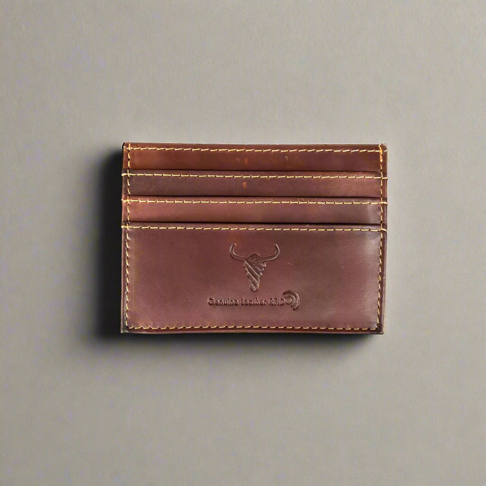 Porte-cartes pour hommes en cuir de vache avec fenêtre pour carte d'identitéEX-STOCK Canada 