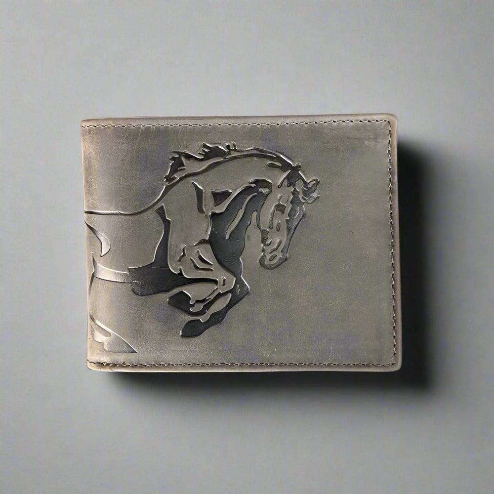 Men’s Cow Leather Mustang Embossed Bifold Wallet EX-STOCK Canada 