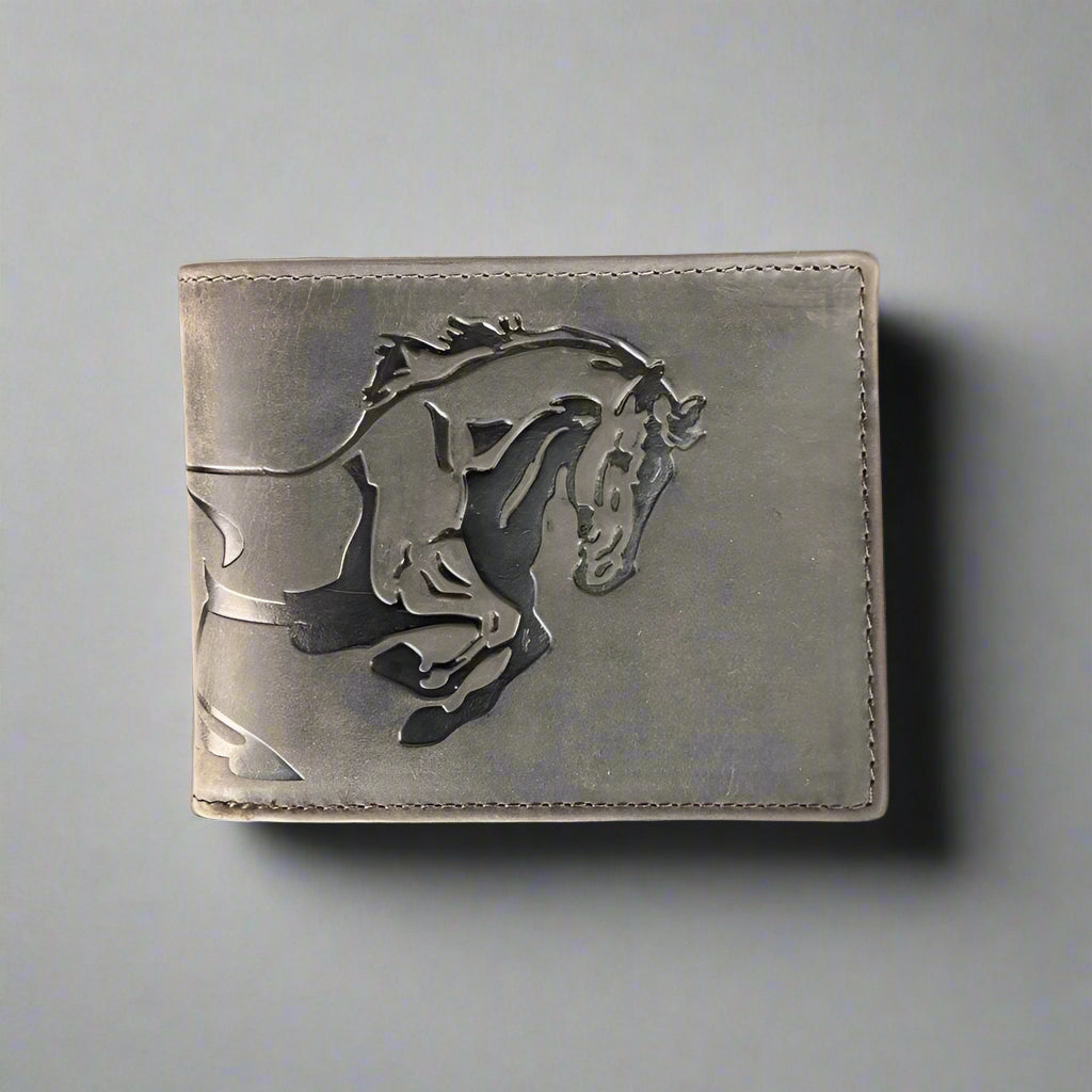 Men’s Cow Leather Mustang Embossed Bifold Wallet EX-STOCK Canada 