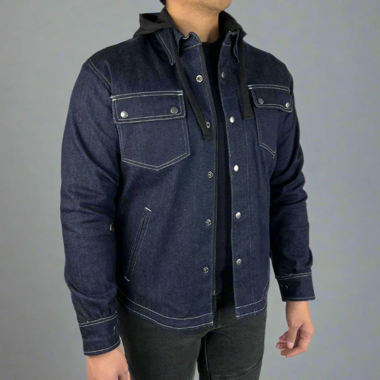 Men’s Armored Denim Shirt with Removable Hoodie EX-STOCK Canada 