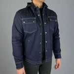 Men’s Armored Denim Shirt with Removable Hoodie 
