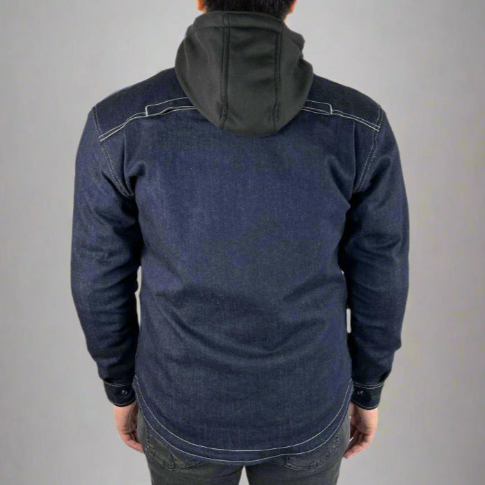 Men’s Armored Denim Shirt with Removable Hoodie 