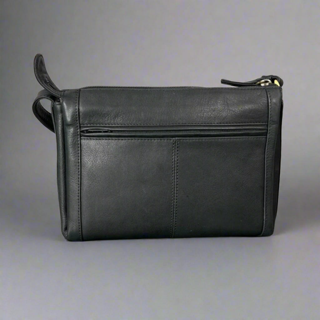 Sac bandoulière en cuir à fermeture éclair Derek AlexanderEX-STOCK Canada 