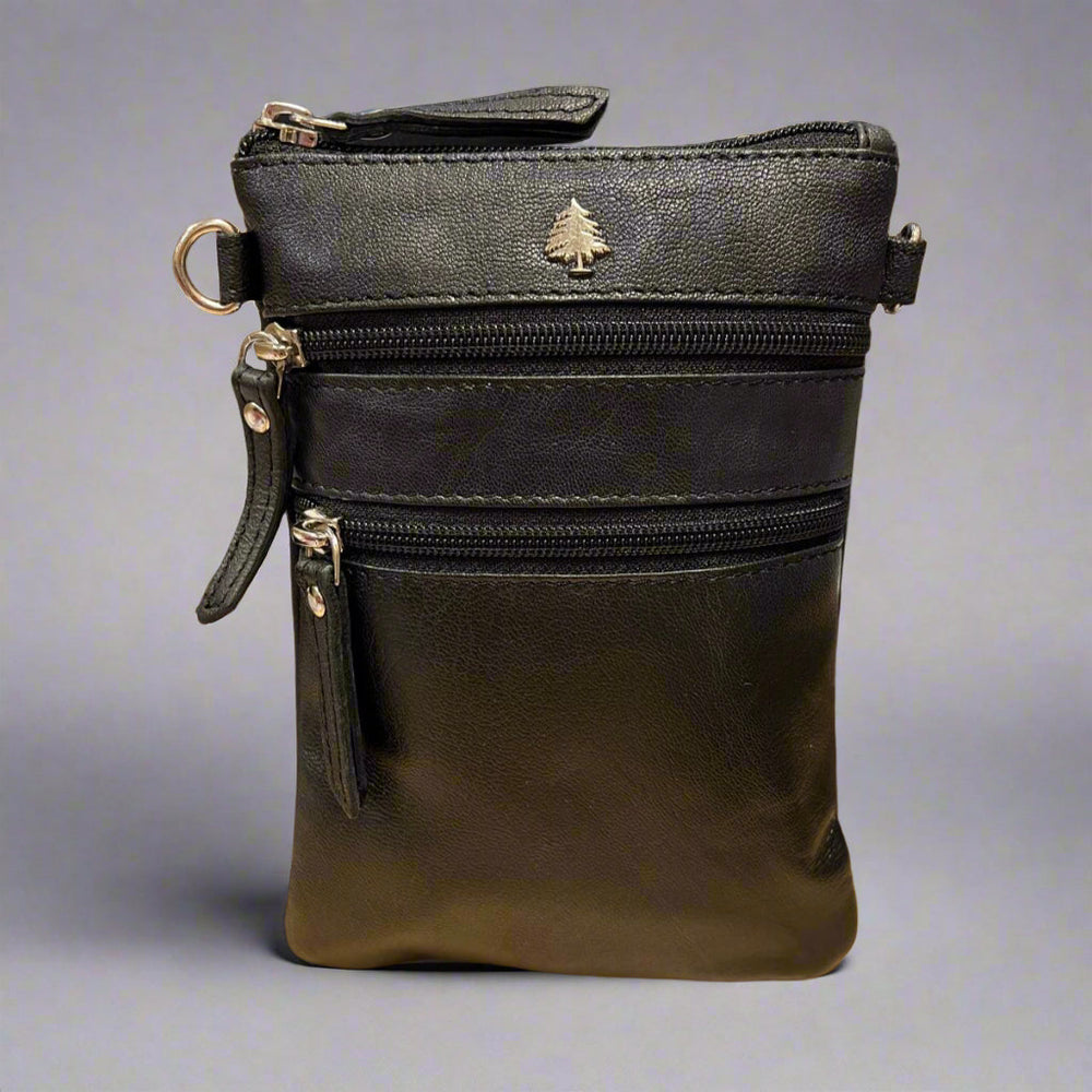Greenwood Leather Mini Crossbody Bag with 3 Zipper Pockets EX-STOCK Canada 