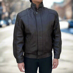 Chaqueta BOL de cuero tipo bomber para hombre con doble bolsillo 